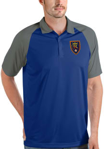 Antigua Real Salt Lake Mens Blue Nova Short Sleeve Polo