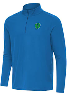Antigua Seattle Sounders FC Mens Blue Intent Long Sleeve Qtr Zip Pullover