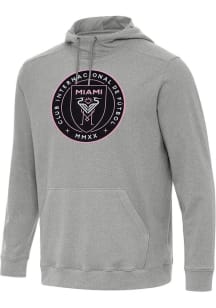 Antigua Inter Miami CF Mens Grey Full Front Cloud Long Sleeve Hoodie