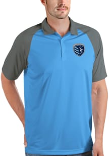 Antigua Sporting Kansas City Mens Blue Nova Short Sleeve Polo