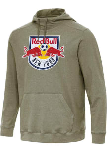 Antigua New York Red Bulls Mens Olive Full Front Cloud Long Sleeve Hoodie