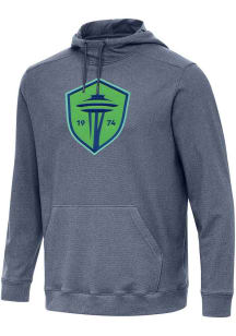 Antigua Seattle Sounders FC Mens Navy Blue Full Front Cloud Long Sleeve Hoodie