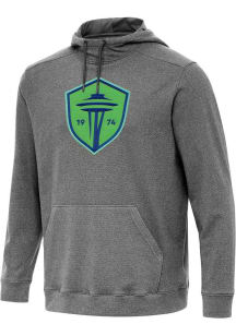 Antigua Seattle Sounders FC Mens Black Full Front Cloud Long Sleeve Hoodie