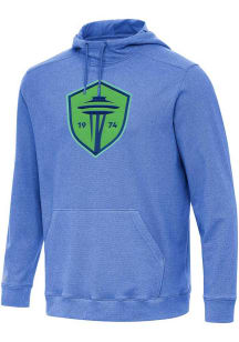 Antigua Seattle Sounders FC Mens Blue Full Front Cloud Long Sleeve Hoodie