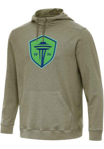 Antigua Seattle Sounders FC Mens Olive Full Front Cloud Long Sleeve Hoodie