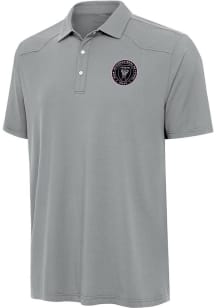 Antigua Inter Miami CF Mens Grey Western Short Sleeve Polo