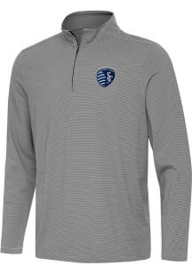 Antigua Sporting Kansas City Mens Black Twine Long Sleeve Qtr Zip Pullover