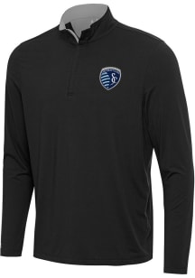 Antigua Sporting Kansas City Mens Black Content Long Sleeve Qtr Zip Pullover