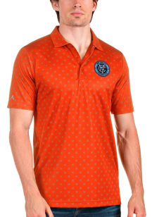 Antigua New York City FC Mens Orange Spark Short Sleeve Polo