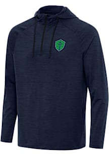Antigua Seattle Sounders FC Mens Navy Blue Spikes Long Sleeve Qtr Zip Pullover