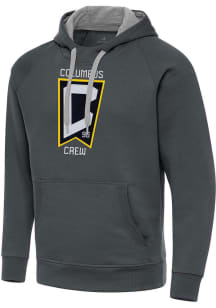 Antigua Columbus Crew Mens Charcoal Full Front Victory Big and Tall Hooded Sweatshirt