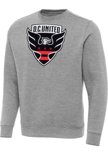 Antigua DC United Mens Grey Full Front Victory Big and Tall Crew Sweatshirt