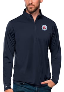 Antigua Chicago Fire Mens Navy Blue Tribute Long Sleeve 1/4 Zip Pullover