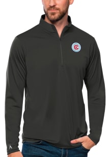 Antigua Chicago Fire Mens Grey Tribute Long Sleeve 1/4 Zip Pullover