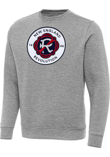 Antigua New England Revolution Mens Grey Full Front Victory Big and Tall Crew Sweatshirt