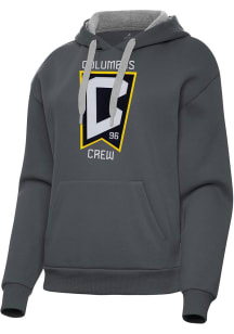 Antigua Columbus Crew Womens Charcoal Full Front Victory Hooded Sweatshirt