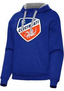 Antigua FC Cincinnati Womens Blue Full Front Victory Hooded Sweatshirt