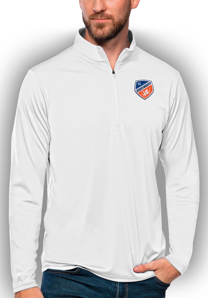 Antigua FC Cincinnati Mens White Tribute Pullover Jackets
