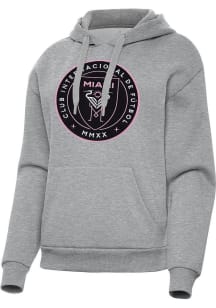Antigua Inter Miami CF Womens Grey Full Front Victory Hooded Sweatshirt