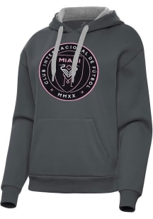 Antigua Inter Miami CF Womens Charcoal Full Front Victory Hooded Sweatshirt