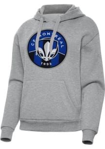 Antigua Montreal Impact Womens Grey Full Front Victory Hooded Sweatshirt