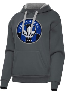 Antigua Montreal Impact Womens Charcoal Full Front Victory Hooded Sweatshirt