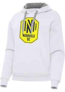 Antigua Nashville SC Womens White Full Front Victory Hooded Sweatshirt