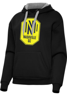Antigua Nashville SC Womens Black Full Front Victory Hooded Sweatshirt