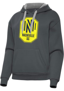 Antigua Nashville SC Womens Charcoal Full Front Victory Hooded Sweatshirt