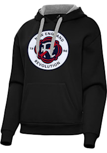 Antigua New England Revolution Womens Black Full Front Victory Hooded Sweatshirt