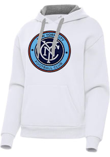 Antigua New York City FC Womens White Full Front Victory Hooded Sweatshirt