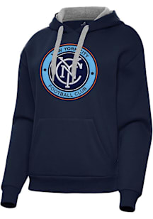 Antigua New York City FC Womens Navy Blue Full Front Victory Hooded Sweatshirt