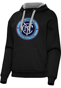 Antigua New York City FC Womens Black Full Front Victory Hooded Sweatshirt
