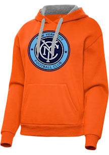 Antigua New York City FC Womens Orange Full Front Victory Hooded Sweatshirt