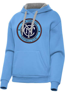 Antigua New York City FC Womens Blue Full Front Victory Hooded Sweatshirt
