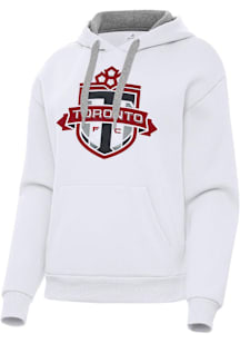 Antigua Toronto FC Womens White Full Front Victory Hooded Sweatshirt