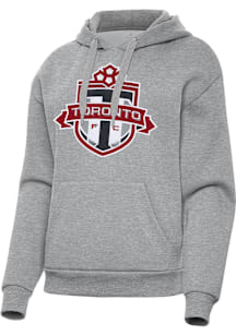 Antigua Toronto FC Womens Grey Full Front Victory Hooded Sweatshirt