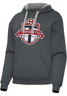Antigua Toronto FC Womens Charcoal Full Front Victory Hooded Sweatshirt