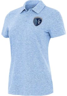 Antigua Sporting Kansas City Womens Light Blue Matter Short Sleeve Polo Shirt