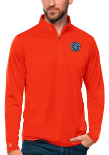 Antigua New York City FC Mens Orange Tribute Long Sleeve 1/4 Zip Pullover