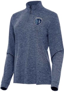 Antigua Sporting Kansas City Womens Navy Blue Mentor Qtr Zip Pullover