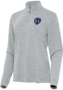 Antigua Sporting Kansas City Womens Grey Mentor Qtr Zip Pullover