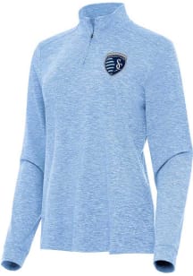 Antigua Sporting Kansas City Womens Light Blue Mentor Qtr Zip Pullover