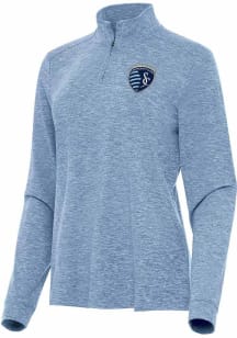 Antigua Sporting Kansas City Womens Blue Mentor Qtr Zip Pullover