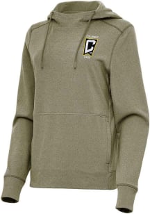 Antigua Columbus Crew Womens Olive Justice Hooded Sweatshirt