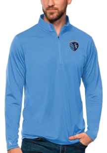 Antigua Sporting Kansas City Mens Blue Tribute Long Sleeve 1/4 Zip Pullover