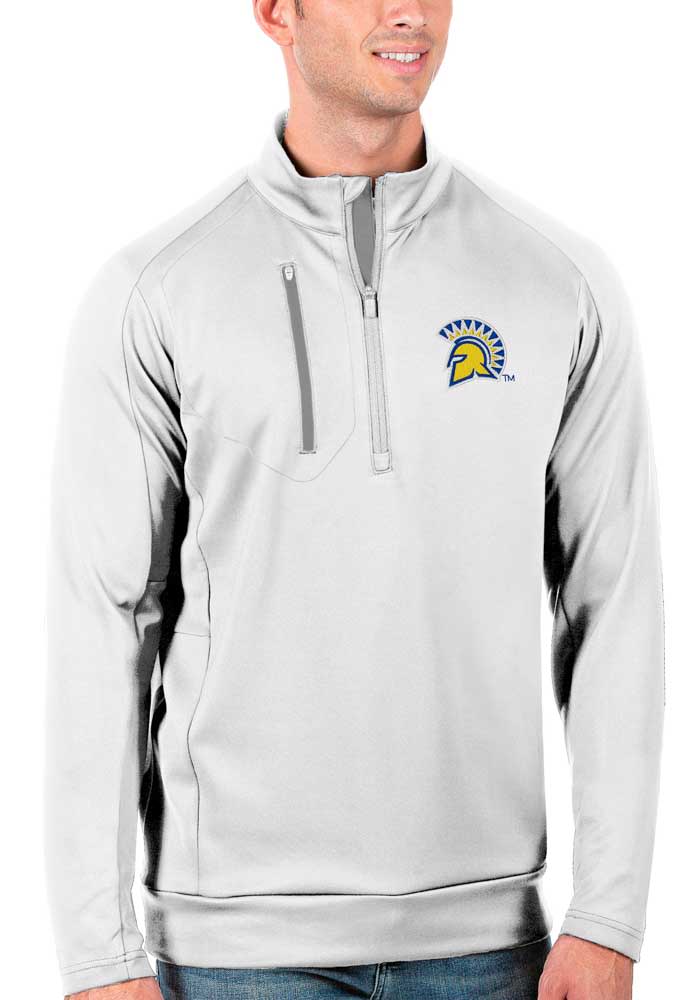 Antigua San Jose State Spartans Mens White Generation Long Sleeve 1/4 Zip Pullover