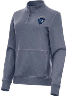 Antigua Sporting Kansas City Womens Navy Blue Crush Qtr Zip