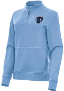 Antigua Sporting Kansas City Womens Light Blue Crush Qtr Zip