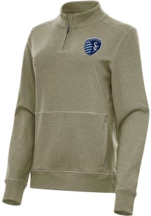 Antigua Sporting Kansas City Womens Olive Crush Qtr Zip